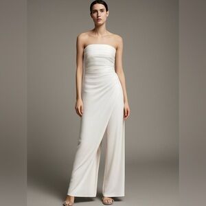 Kiss kiss USA  Vintage Strapless Cream Nylon Dress Built-In Pants - Size Small